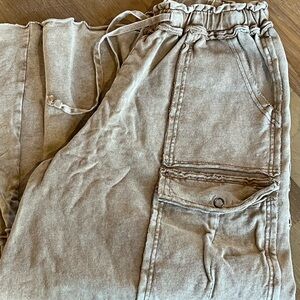 Three Bird Nest Wide Leg Utility Pants in Taupe